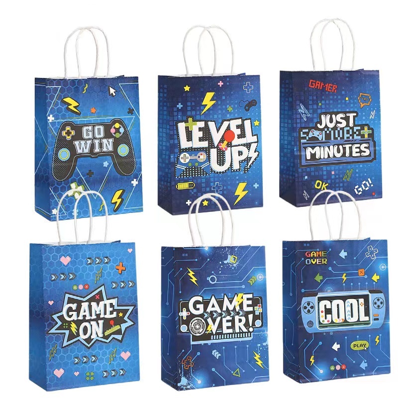 Party Games Engagement - 6/24 ชิ้นวิดีโอเกมธีมกระดาษบรรจุของขวัญเกม Over Candy คุกกี้สําหรับเด็กวันเกิดเกม Night