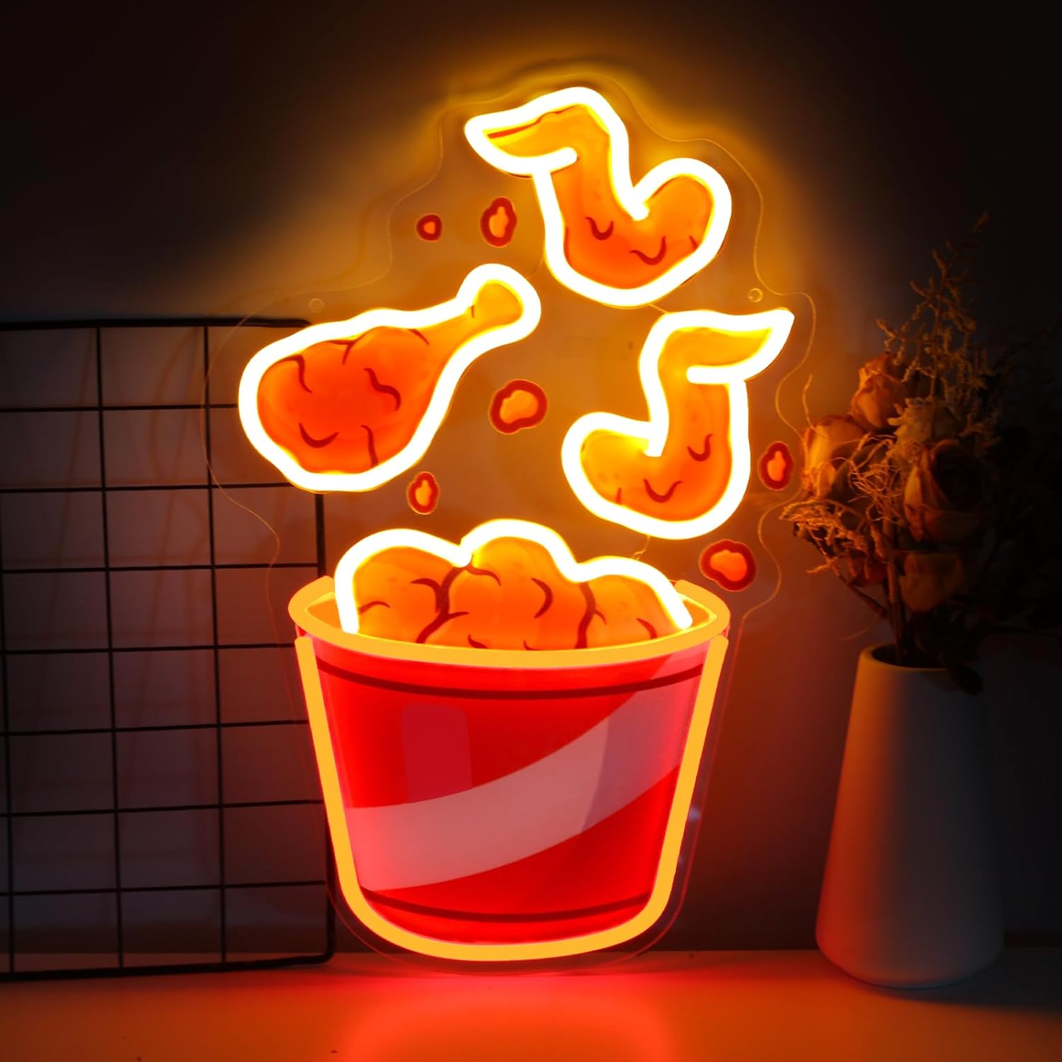 ป้ายไฟนีออนรูปไก่ทอด ไฟ LED ปร - Party Games Shop บทวิจารณ์และราคา