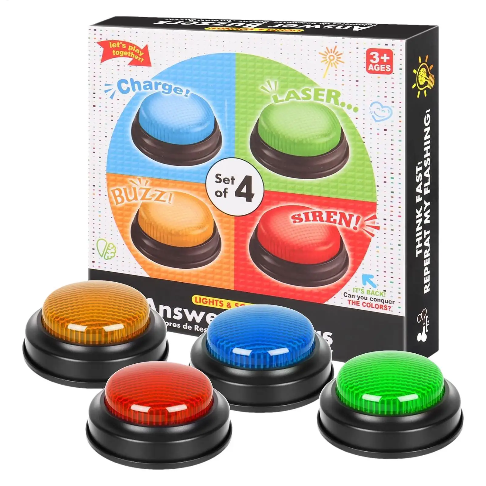 ปุ่มตอบคำถามพร้อมไฟ 4 ชิ้นสำหร - Party Games Engagement บทวิจารณ์และราคา